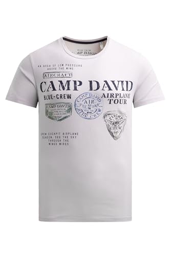 Camp David Herren T-Shirt Rundhals mit Photoprint Storm Grey, XL