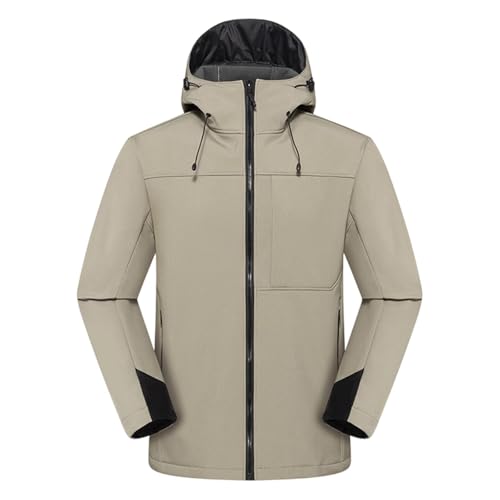 XCXC Herren Winddichte Jacke Outdoorjacke mit Kapuze Reißverschluss-Taschen Männer Wasserdicht Atmungsaktive Übergangsjacke Leichte Jacken für Wandern Trekking Freizeit Alltag