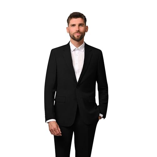Hirschthal Business Anzugsakko Herren 2-Knopf Sakko Regular Fit - mit Kleidersack - Sakko Schwarz 62