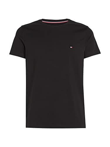 Tommy Hilfiger Herren T-Shirt Kurzarm Core Stretch Slim Fit, Schwarz (Black), M