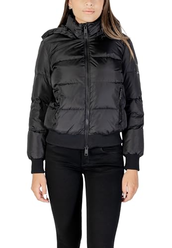 Armani Exchange Damen Icon Project Logo Patch Kurze Länge Jacke Schwarz L, Schwarz, 42