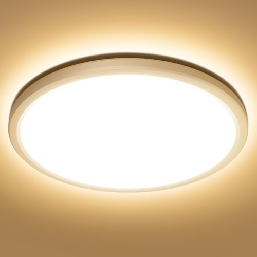 Lepro Deckenlampe 24W, IP44 Wasserfest Deckenleuchte,3000K 2400LM Badezimmer Lampe, Warmweiß Deckenleuchte Badezimmer, ideal Badezimmerlampe Decke für Bad Schlafzimmer Flur Küche Wohnzimmer, Ø29.3cm