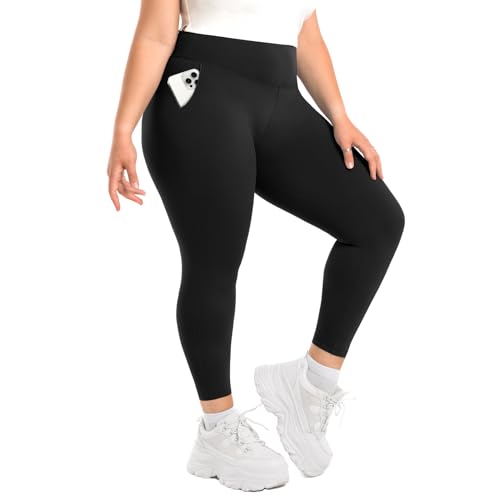 SINOPHANT Leggings Damen High Waist, Blickdicht Schwarze Leggings Große Größen mit Taschen Damen 4XL