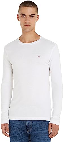 Tommy Jeans Herren Tjm Original Rib Longsleeve Tee Dm0dm04409 Langarm Strickoberteile, Weiß, XL EU