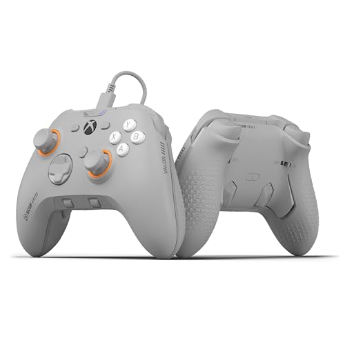 Scuf VALOR Xbox-Performance-Controller mit Kabel – Anpassbare Rücken-Paddles, Sofort-Triggern, TMR Ausdauer-Thumbsticks, Audio-Steuerungen, Xbox Series X|S, Xbox One, Windows PC – Hellgrau