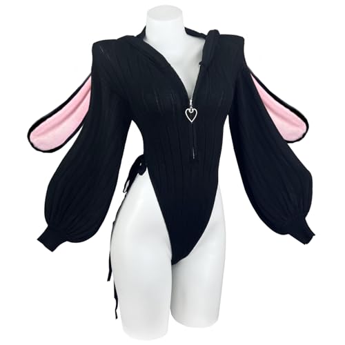 KORURACLUB Cosplay Sexy Bunny Outfit Schwarze Cosplay Dessous für Damen Tierkostüme Bunny Bodysuit (L-XL)