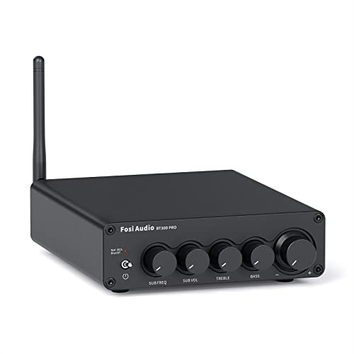 Fosi Audio BT30D Pro Bluetooth Verstärker 2.1 Kanal, Mini HiFi Verstärker mit TPA3255 Chips 165W x2+350W & Bass-Höhenregler, Audio Receiver für Desktop/Außenlautsprecher/Regallautsprecher/Subwoofer