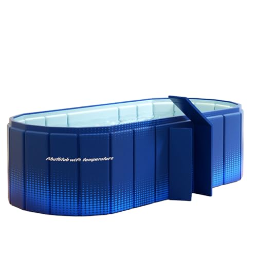 150cm Tragbare Badewanne mit Ablage, Faltbar für 2 Personen, Ohne Aufpumpen Einweichwanne, 2-in-1 Eisbad & Heißes SPA für Dusche, Garten & Camping (Blau)
