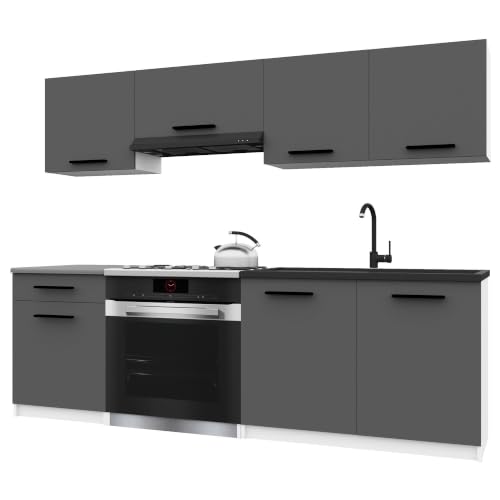 Belini Italia 1 Küchenzeile Küchenblock 180cm Grau Matt