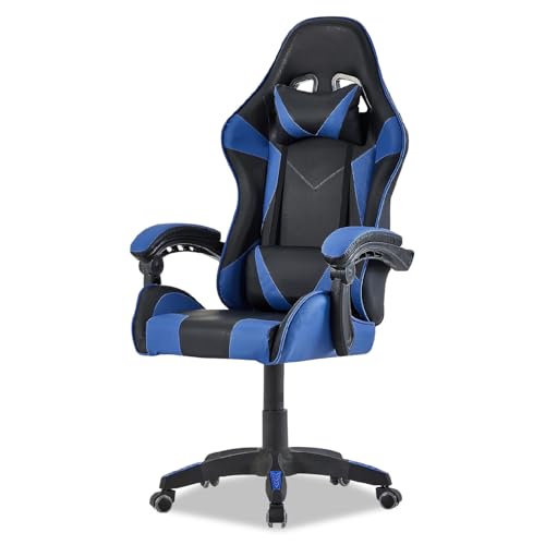Walden Gaming Stuhl ergonomisch Office Chair bürostühle Gaming Chair Rückenlehne Sitzhöhe verstellbar Drehstuhl Racing Office Computer Ergonomic Video Game Chair (BLAU)