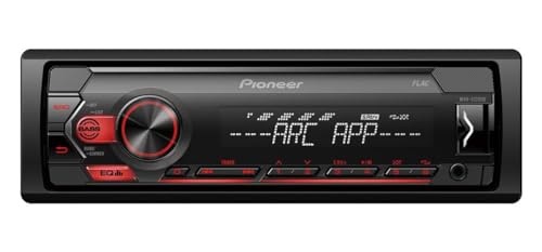 Pioneer MVH-S120UB, 1DIN Autoradio mit RDS, rot, halbe Einbautiefe, 4 x 50 Watt, USB, MP3, AUX-Eingang, Android-Unterstützung, 5-Band-Equalizer, ARC App