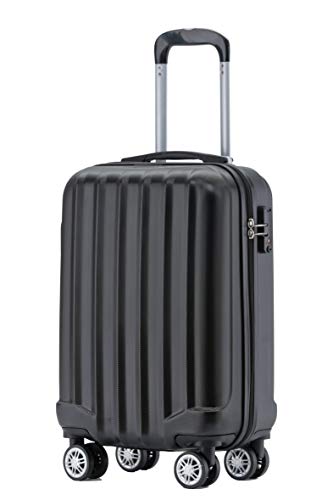 BEIBYE TSA-Schloß 2080 Hangepäck Zwillingsrollen Reisekoffer Koffer Trolley Hartschale Handgepäck M(Boardcase) (Schwarz, M)