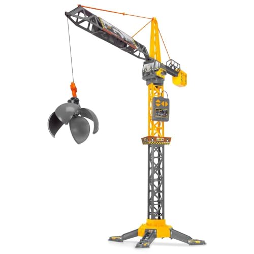 Dickie Toys Mighty Crane (110 cm) - Spielzeug Kran mit 360°-Drehung, Abrissbirne & Greif-Funktion - Ferngesteuerter Kran Spielzeug für Kinder ab 3 Jahre mit Kabel-Fernbedienung - 203729022