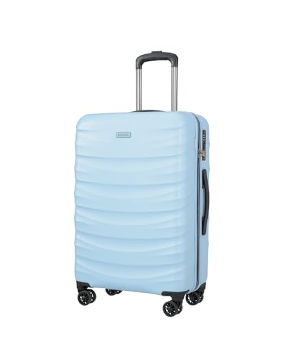 PUCCINI Polycarbonat Koffer Valencia Hartschalenkoffer Trolley Leicht Reisekoffer mit Zwillingsrollen M-L-XL (Blau, L)