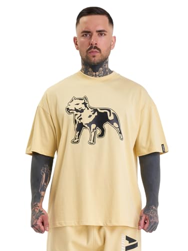 Amstaff Herren Logo 2.0 T-Shirt | Baumwolle & Rundhalsausschnitt | Lockere Passform | Atmungsaktiv | Vanilla Creme M