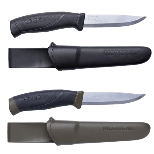 Morakniv Outdoor Messer mit Scheide - Mora Companion S - 2-Pack - Jagdmesser Feststehende Klinge aus Edelstahl - 2,5 mm - Hergestellt in Schweden - Survival Messer für Camping & Jagd