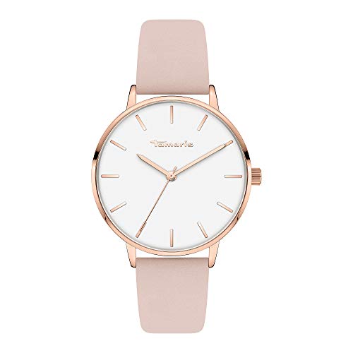 Tamaris Damenuhr mit Lederband – Runde Schlichte Armbanduhr für Damen 36 mm - Armbanduhr in Silber, Gold, Roségold, Schwarz, Blau, Grün, Lila, Rosa UVM