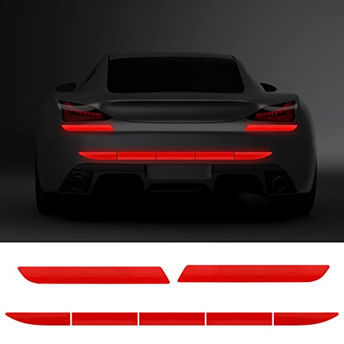TIESOME 7 Pcs Universal Auto Starke reflektierende Aufkleber, Nachtsichtbarkeit reflektierende Aufkleber umfasst Auto Stoßstange Kofferraum reflektierende Aufkleber (Rot)