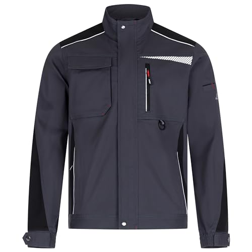 BWOLF Daytona Arbeitsjacke Herren Stretch Arbeitsjacken Herren Arbeitskleidung Männer mit Spandex und vielen Taschen (DE/NL/SE/PL, Alphanumerisch, S, Regular, Regular, Grau/Schwarz)