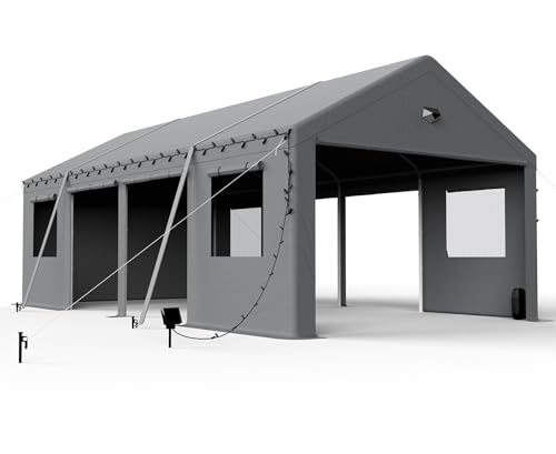 Carport Zeltgarage 3.6x6m wasserdicht mit Seitentüren Robustes Autozelt für ganzjährigen Schutz Portables Garagenzelt mit Stahlrahmen für Auto Motorrad und Outdoor Veranstaltungen