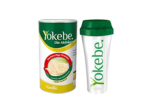 Yokebe Vanille Starterpaket inklusive Shaker - Die Aktivkost - Diätshake zur Gewichtsabnahme - glutenfrei, laktosefrei und vegetarisch - Diät-Drink mit Proteinen (500 g = 12 Portionen)