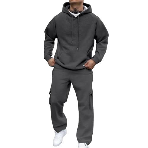 Jogginganzug Herren Trainingsanzug Jogginganzug Herren Baumwolle Jogging Anzug Set Baggy Sportanzug Winter Jogger Track Suits Men Sets Tracksuit Men's Clothing Männer Trainingsanzug-Herren Open Leg