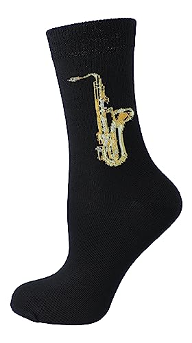 Musikboutique Musik-Socken mit eigenwebtem Saxophon, 1 Paar (DE/NL/SE/PL, Numerisch, 43, 45, Regular, Regular)