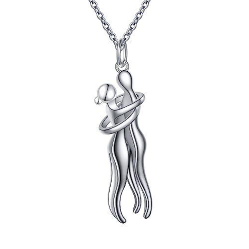 Flyow Umarmung Paar Halskette 925 Sterling Silber Umarmungs-Halskette Geschenke zum Jahrestag Für Sie und Ihn Herren Damen