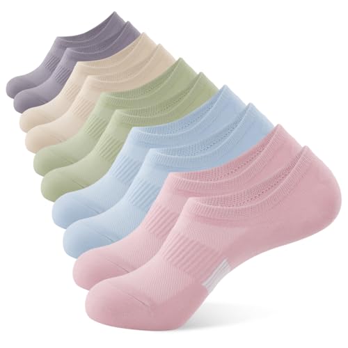 BUDERMMY Sneaker Socken Damen 35-38 39-42, Füßlinge Sneakersocken mit Rutschfest Silikon Laufsocken Kurze Unsichtbar (DE/NL/SE/PL, Numerisch, 39, 42, Regular, Regular, Mehrfarbig)