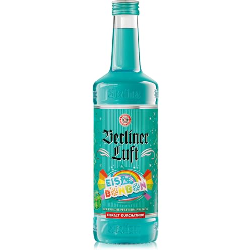 Berliner Luft Eisbonbon | Kultiger Pfefferminzlikör in Himmelblau | Minze & Eisbonbon | Vegan & glutenfrei | Made in Berlin | 18% Vol. | 0,7L