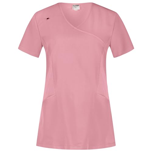B-well Justina Kasacks Damen Pflege Kasacks Altenpflege Kurzarm V-Ausschnitt Anti-Falten mit Elasthan (Mauve, M)