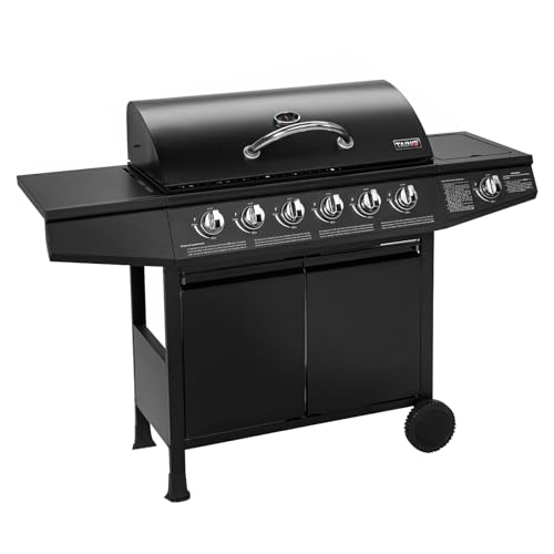 TAINO BASIC BBQ Gasgrill Grillwagen Edelstahl-Brenner + Seitenkocher Grill (BASIC 6+1 Gasgrill)
