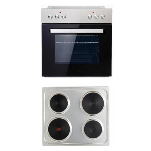 PKM Einbauherdset BIC3-I KP IX-2/2 55 Liter Garraum | 3 Backofen Funktionen | Ober- und Unterhitze | 7900 Watt | 1 Blitzkochplatte | Edelstahlblende | Fettpfanne & Grillrost