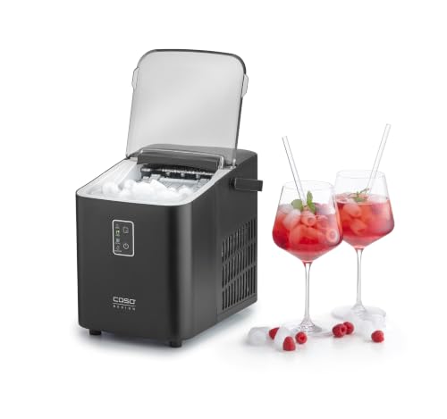 CASO IceChef Compact Eiswürfelmaschine, Eiswürfel in 6 Minuten, 12 kg Eiswürfel in 24h, selbstreinigend, 2 Eiswürfelgrößen, Tragegriff, leise, Kompressortechnik