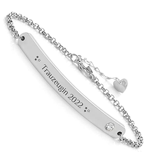 Himmelsflüsterer - Armband mir Gravur & Kristall | Personalisierte Geschenke für Frauen | Freundschaftsarmband | Personalisierter Schmuck | Armband Damen mit Namen | Edelstahl - Silber