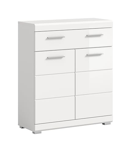 xonox.home - Standschrank Scout 74x88x31 cm in weiß und weiß Hochglanz - Badmöbel Badset Badezimmerkombination - stilvolles Ambiente robust und langlebig funktional
