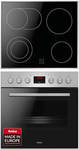 Amica ACHE 9335 E Herd-Set mit Umluft / Backofen mit Kochfeld und Edelstahlrahmen / Timer / Wasserdampf Reinigung