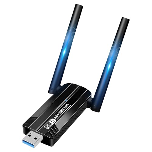 Vemfay USB WLAN Stick Adapter für PC, 1300Mbps Dualband WLAN Empfänger PC, Up to 867 Mbit/s 5GHz, 400 Mbps 2.4GHz, Kompatibel mit Windows 7/8/10/11/Vista/XP/Mac OS/Linux
