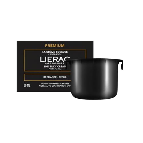 Lierac Premium Die Seidige Creme Nachfüllpackung 50ml – Globale Anti-Aging Gesichtspflege für mehr Ausstrahlung und Spannkraft – 95% natürliche Inhaltsstoffe – Passend für normale Haut bis Mischhaut.