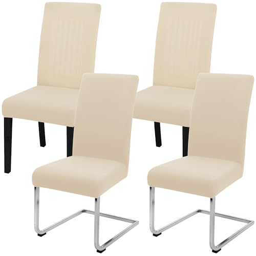 Stuhlhussen Stretch Stuhlbezug Set 4 Stück, elastische abnehmbare waschbare Stuhlhusse für Esszimmerstuhl, Schwingstuhl, Schaukelstuhl, Küche, Wohnzimmer, Büro, Hotel, Restaurant, Bankett
