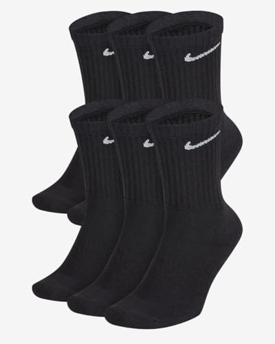 NIKE 6 X Socken 2 X 3er Pack SX7664, Farbe:3 X Schwarz 3 X Weiß, Größe:M = 38-42