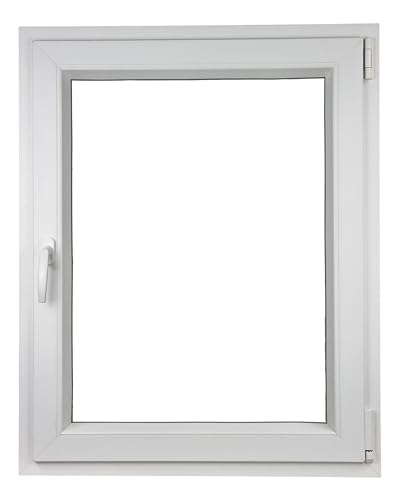 ALUCON Fenster 800x1000 mm – Kunststofffenster 80x100 cm – Flügelfenster Innen Weiß/Außen Weiß – DIN Rechts