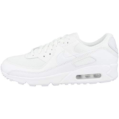 Nike Herren AIR MAX 90 Sneaker, White/White-White-Wolf Grey, 42.5 EU