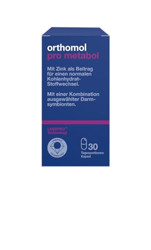 Orthomol Pro metabol: Nahrungsergänzung mit 10 ausgewählten Darmsymbionten + Zink zur Unterstützung des Darms, u. a. im Rahmen des Gewichtsmanagements, 30 Kapseln
