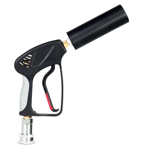 CO2 Party Gun mit 6m Reichweite | 3m Kabel + No-Frost Ausgangsrohr | Hochwertige CO2 DJ Kanone/Pistole | Für DJ Club Stage Bühne geeignet | Jet Machine (Mini Gun)