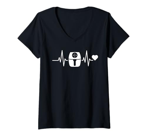 Damen Heartbeat Heißluftfritteuse T-Shirt mit V-Ausschnitt