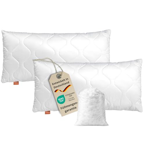 sleepling Kopfkissen 40x80 cm 2er Set, Allergiker Kissen, waschbar, Made in EU, Ökotex, langes Schlafkissen 40 x 80, Bettkissen, Pillow, 2 Stück, Komfort 100