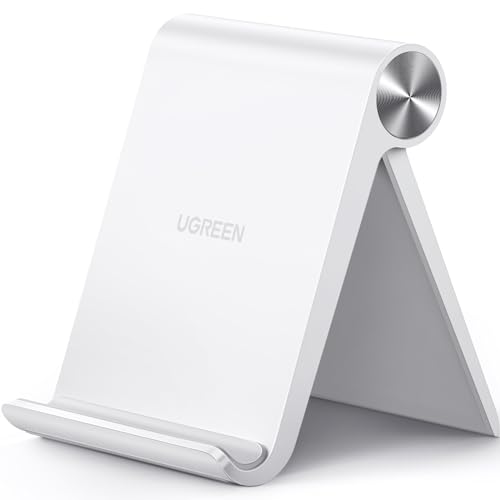UGREEN Handy Ständer Tisch Handyhalter Schreibtisch Handyhalterung klappbar Handyständer für Tisch kompatibel mit iPhone 17 16 15 14 13 12 Pro Max, Galaxy S23 Ultra S23+ S23 S22 bis 7,9 Zoll (Weiß)