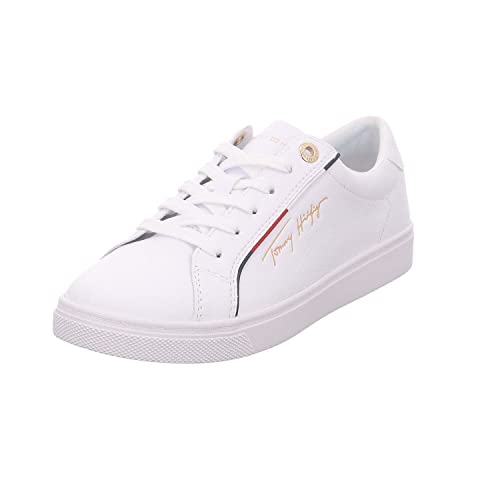 Tommy Hilfiger Damen Cupsole Sneaker Tommy Signature Schuhe, Weiß (White), 37 EU
