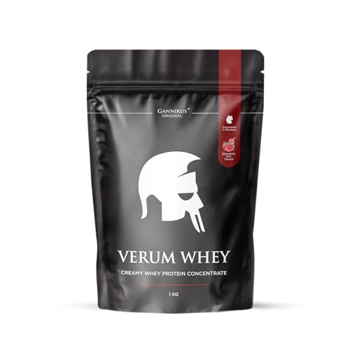 Whey Protein - Erdbeermilch - 1 kg - Extra Cremig - Produziert in Deutschland aus regionaler Milch - Eiweißpulver zum Muskelaufbau und Abnehmen - Beutel - Gannikus Original®